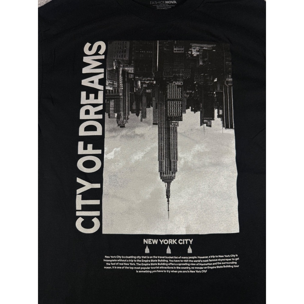 Fashion Nova Mens City of Dreams NYC Graphic T-Shirt Black XS J50001538V